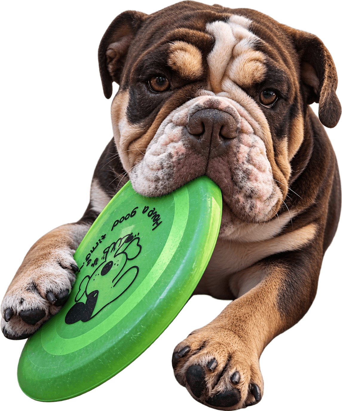 Cão hospedado na Tia Nena, brincando com frisbee